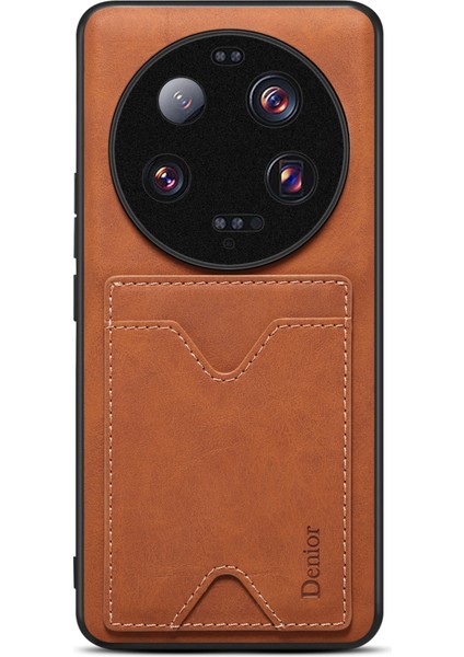 Xiaomi 13 Için 13 Ultra Damla Koruma Kickstand Card Yuvası Pu Deri Kaplamalı Tpu Telefon Kapak-Kahverengi (Yurt Dışından)