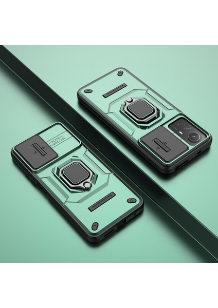 Pc+Tpu Kabuğu Xiaomi Redmi Note 12S 4g, Slayt Lens Koruma Telefon Kılıfı Arka Koruma Kapağı Kickstand-Green ile (Yurt Dışından) modelleri