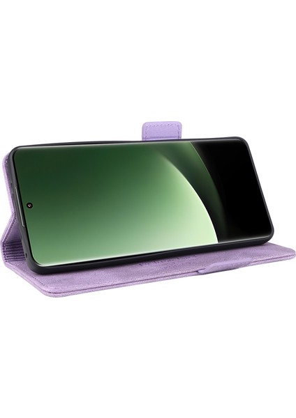 Xiaomi 13 Ultra Pu Deri Flip Folio Kılıf Donanım Dekor Dekor Cüzdan Stand Telefon Kapak-Purple (Yurt Dışından) modelleri