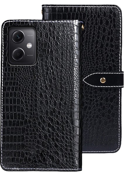 Xiaomi Redmi Için Note 12 5g (Global)/(Hindistan)/poco X5 5g Pu Deri Telefon Şok Geçirmez Kılıf Timsah Doku Akıllı Telefon Flip Stand Cüzdan Black (Yurt Dışından)