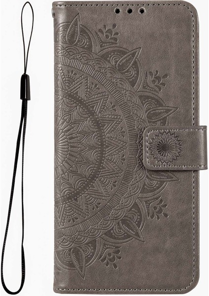 Xiaomi Redmi Için Note 12 Pro 5g/note 12 Pro Speed ​​5g/poco X5 Pro 5g Anti-Çizelge Pu Deri Deri Cüzdan Kılıf Stand Mandala Çiçek Baskılı Manyetik Toka Anti-Dök-Grey (Yurt Dışından)