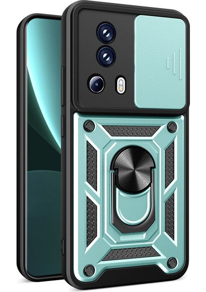 Xiaomi 13 Lite/civi 2 5g Kickstand Pc+Tpu Telefon Kılıfı Slayt Kamera Lens Koruma Telefon Kapak Yeşil (Yurt Dışından)