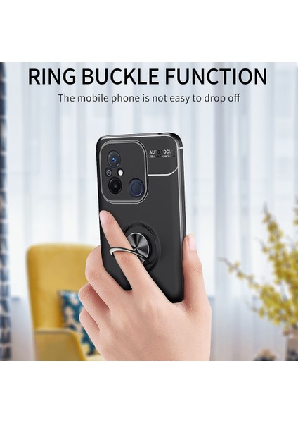 Xiaomi Redmi Için 12C 4g Anti-Drop Tpu Telefon Vaka Halka Tutucu Kickstand Koruyucu Kapak-Kırmızı (Yurt Dışından) modelleri