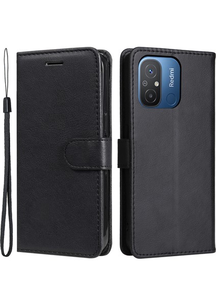 Xiaomi Redmi Için 12C 4G/11A 4g Pu Deri Telefon Kılıfı Flip Stand Seyir Renk Cüzdan Kapak Black (Yurt Dışından)
