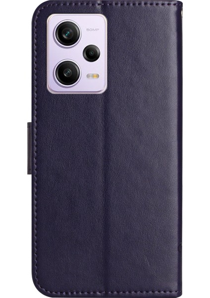 Xiaomi Redmi Için Telefon Kılıfı Not 12 5g (Global)/(Hindistan)/(Çin)/poco X5 5g, Baskılı Kelebek Çiçek Desen-Dark Mor ile Stand Stand Cüzdanı (Yurt Dışından) fırsatları