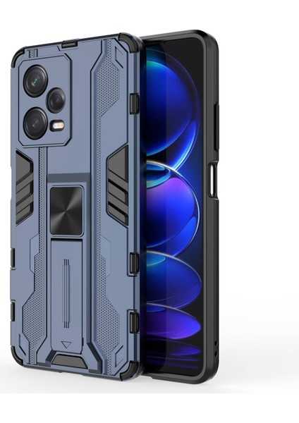 Xiaomi Redmi Için Note 12 Pro 5g Hibrid Yumuşak Tpu Sabit Pc Kaymaz Koruyucu Kasa Kickstand Anti-Cratch Telefon Kapak-Mavi (Yurt Dışından)