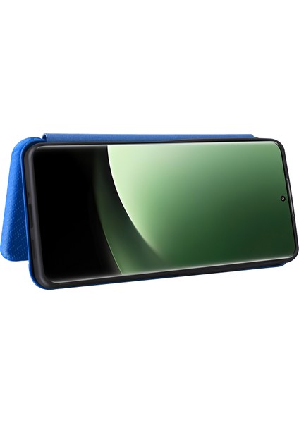 Xiaomi 13 Ultra Pu Deri Telefon Kılıfı Karbon Fiber Doku Stand Kartı Yuvası Kapak Mavisi (Yurt Dışından) fırsatları