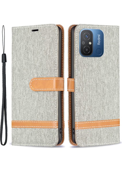 Xiaomi Için Redmi 12C 4g Kot Kotu Ekleme Tasarım Deri Kapak Cüzdan Stand Flip Telefon Kılıfı (Yurt Dışından)
