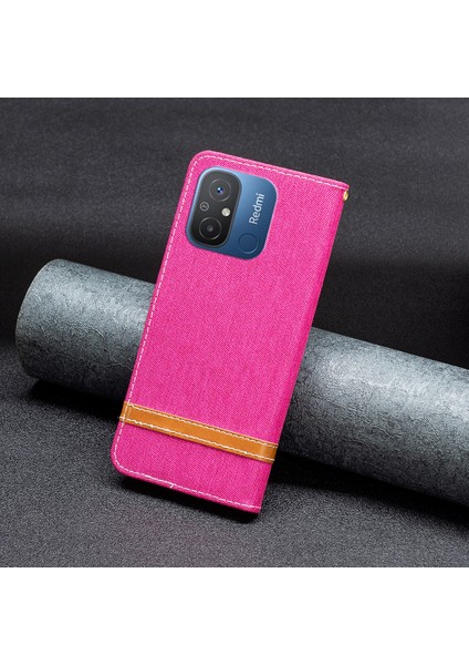 Xiaomi Redmi Için 12C 4g Kot Kotu Ekleme Tasarım Deri Kapak Cüzdan Stand Flip Telefon Kılıfı (Yurt Dışından)
