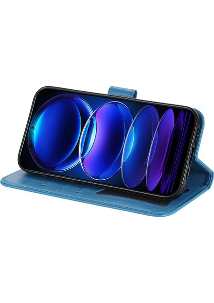 Xiaomi Redmi Için Note 12 5g (Global)/(Hindistan)/(Çin)/poco X5 5g Çiçek Baskılı Pu Deri Deri Kapak Cüzdan Stili Stand Koruyucu Telefon Kılıfı Kayış Mavisi (Yurt Dışından) modelleri