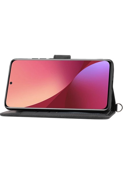Xiaomi Redmi Için Note 12 Pro 5g /note 12 Pro Speed ​​5g /poco X5 Pro 5g Cüzdan Telefon Kapağı Cilt Touch Hissedilmiş Çiçekler Stand Deri Kılıf Bilek Kayışı ve Omuz Kayışı Black (Yurt Dışından) fiyatları