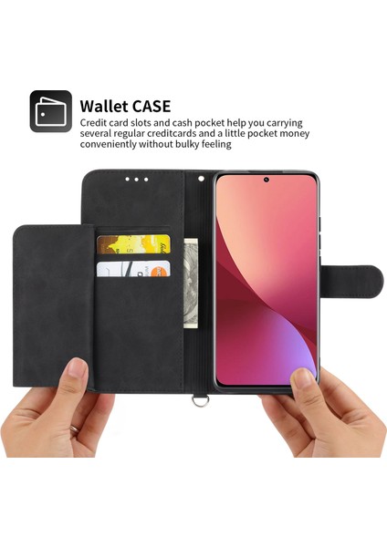 Xiaomi Redmi Için Note 12 Pro 5g /note 12 Pro Speed ​​5g /poco X5 Pro 5g Cüzdan Telefon Kapağı Cilt Touch Hissedilmiş Çiçekler Stand Deri Kılıf Bilek Kayışı ve Omuz Kayışı Black (Yurt Dışından) modelleri