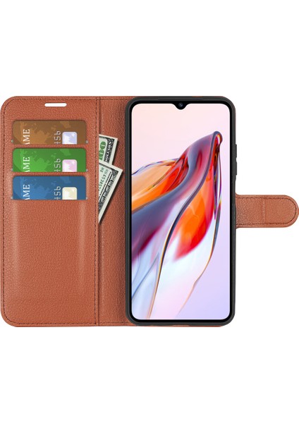 Xiaomi Redmi Için Koruyucu Telefon Kılıfı 12C 4g Litchi Doku Doku Anti-Çizelge Deri Deri Kapak Cüzdan Stand-Brown (Yurt Dışından) modelleri