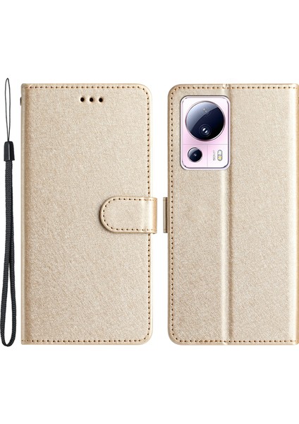 Xiaomi Için 13 Lite/civi 2 5g Pu Deri Ipek Doku Telefon Kılıfı Cüzdan Stand Flip Cover-Cover-Sold (Yurt Dışından)