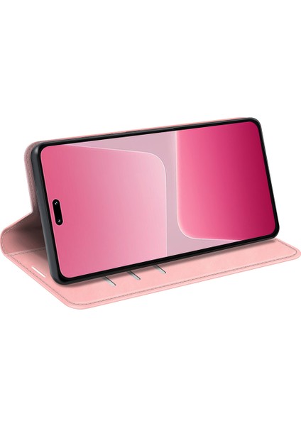 Xiaomi 13 Lite/civi 2 5g Cilt Deri Deri Cüzdan Telefon Kılıfı Flip Stand Koruyucu Kapak Pembe (Yurt Dışından) modelleri