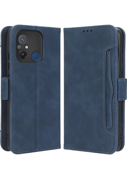 Xiaomi Redmi Için 12C 4G/11A 4g/poco C55 4g Çoklu Kart Yuvaları Telefon Deri Kapak Standı Cüzdan Koruyucu Telefon Kılıf Mavisi (Yurt Dışından)
