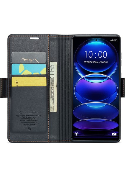 Xiaomi Poco X5 Pro 5g/redmi Için Note 12 Pro Hız 5g/not 12 Pro 5g Rfıd Engelleme Cüzdan Kılıf Deri Deri Flip Stand Telefon Kapak Black (Yurt Dışından) fiyatları