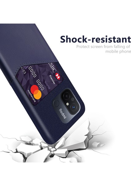 Xiaomi Için Redmi 12C 4g Pu Deri+Pc Koruyucu Arka Kabuk Kartı Yuvası Kumaş Doku Telefon Kılıf Mavisi (Yurt Dışından) modelleri