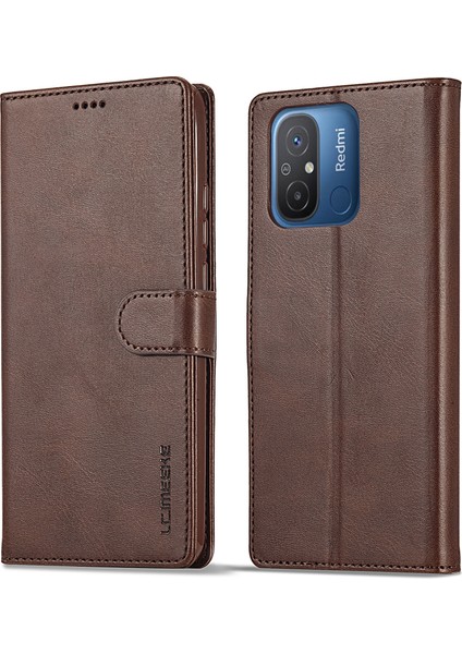 Xiaomi Redmi Için 12C 4G/11A 4g Damla Geçirmez Telefon Kasası Buzağı Doku Cüzdanı Deri Cep Telefonu Kapak Kahverengi (Yurt Dışından)