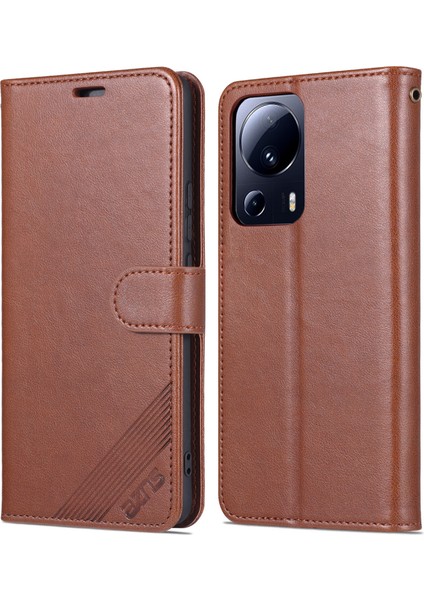 Xiaomi Için 13 Lite/civi 2 5g Stand Telefon Kapağı Pu Deri+Tpu Cüzdan Telefon Kahrolası Brown (Yurt Dışından)