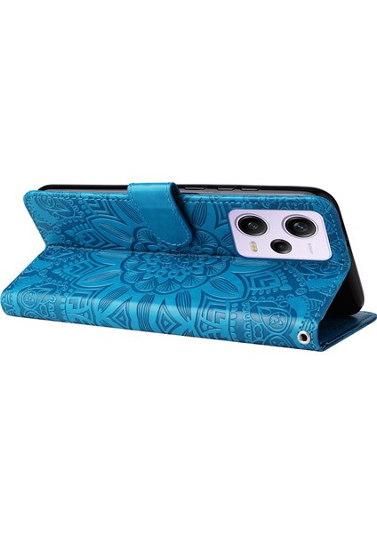 Xiaomi Redmi Için Note 12 Pro 5g /note 12 Pro Speed ​​5g /poco X5 Pro 5g Pu Deri Ayçiçeği Baskılı Telefon Kılıfı Manyetik Kapanma Stand Flip Kapak Bilek Kayış Mavisi (Yurt Dışından) fırsatları
