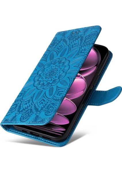 Xiaomi Redmi Için Note 12 Pro 5g /note 12 Pro Speed ​​5g /poco X5 Pro 5g Pu Deri Ayçiçeği Baskılı Telefon Kılıfı Manyetik Kapanma Stand Flip Kapak Bilek Kayış Mavisi (Yurt Dışından) indirimleri