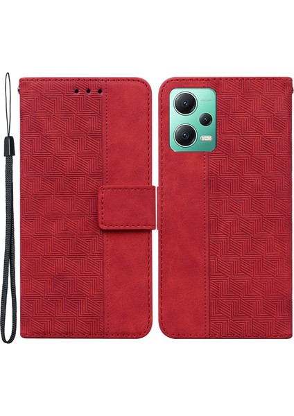 Xiaomi Redmi Için Note 12 5g (Global)/(Hindistan)/(Çin)/poco X5 5g Baskılı Telefon Kılıfı Flip Deri Cüzdan Kapağı Stand-Red (Yurt Dışından)