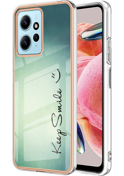 Xiaomi Için Redmi Note 12 4g Elektraplatma 2.0mm Tpu Telefon Kılıfı Imd Desen Çizelge Anti-Clatf Cover-Cut Smile (Yurt Dışından)