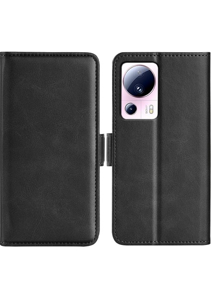 Xiaomi 13 Lite/civi 2 5g Buzağı Dokusu Cep Telefonu Kapak Standı Cüzdan Pu Deri Telefon Kılıf Black (Yurt Dışından)