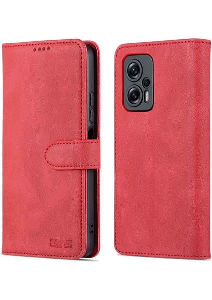 Xiaomi Redmi Için Telefon Kılıfı Not 11T Pro 5g/not 11T Pro+ 5g/poco X4 Gt 5g/redmı K50I 5g, Damla Geçirmez Pu Deri Flip Cüzdan Kapağı Stand-Red (Yurt Dışından)