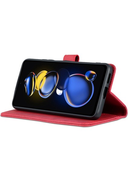 Xiaomi Redmi Için Telefon Kılıfı Not 11T Pro 5g/not 11T Pro+ 5g/poco X4 Gt 5g/redmı K50I 5g, Damla Geçirmez Pu Deri Flip Cüzdan Kapağı Stand-Red (Yurt Dışından)