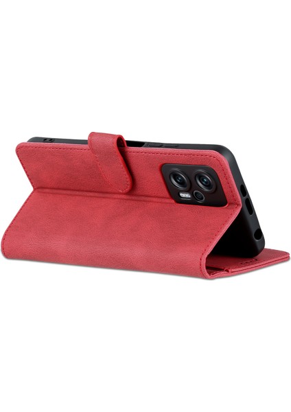 Xiaomi Redmi Için Telefon Kılıfı Not 11T Pro 5g/not 11T Pro+ 5g/poco X4 Gt 5g/redmı K50I 5g, Damla Geçirmez Pu Deri Flip Cüzdan Kapağı Stand-Red (Yurt Dışından)
