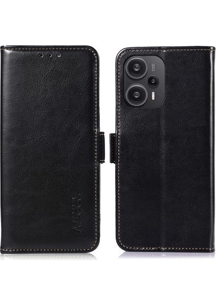 Xiaomi Için Redmi Note 12 Turbo/poco F5 5g Anti-Drop Telefon Kılıfı Çılgın At Dokusu Pu Deri Cüzdan Kapak Black (Yurt Dışından)