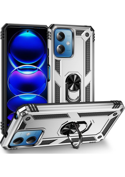Xiaomi Redmi Için Note 12 5g (Global)/(Hindistan)/(Çin)/poco X5 5g Yüzük Kickstand Telefon Kılıfı Tpu+Pc Cep Telefonu Kapak Silver (Yurt Dışından)