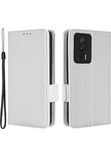 Xiaomi Için Redmi Poco F5 Pro 5g/redmi K60 Pro 5G/K60 5G/K60 Şampiyon Edition Şok Geçirmez Telefon Kılıfı Stand Cüzdan Litchi Doku Pu Deri Kapak-Beyaz (Yurt Dışından)