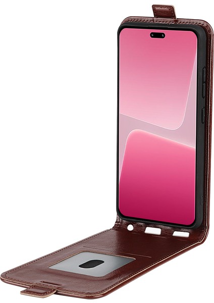 Xiaomi Için 13 Lite/civi 2 5g Kart Tutucu Dikey Flip Telefon Kılıfı Çılgın At Dokusu Pu Deri Kapak-Kahverengi (Yurt Dışından) fiyatları