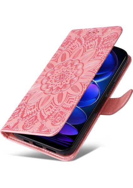 Xiaomi Redmi Için Note 12 5g (Global)/(Hindistan)/(Çin)/poco X5 5g Baskılı Ayçiçeği Pu Deri Cüzdan Kılıf Stand Folio Telefon Kapağı Kayış Pembe (Yurt Dışından) indirimleri
