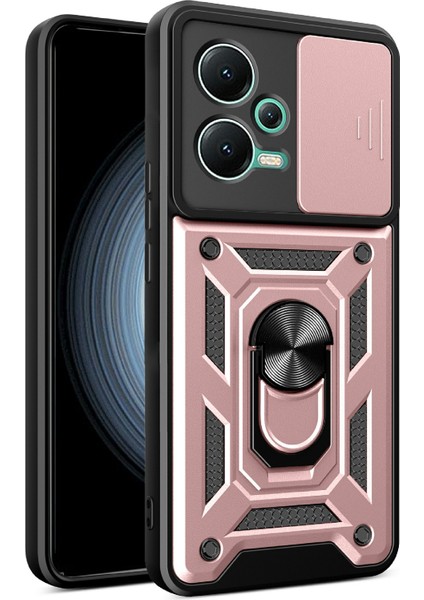Xiaomi Redmi Için Note 12 5g (Hindistan)/poco X5 5g Kickstand Pc+Tpu Slayt Itme Çekme Kamera Lens Koruma Kapak Golü Altın (Yurt Dışından)