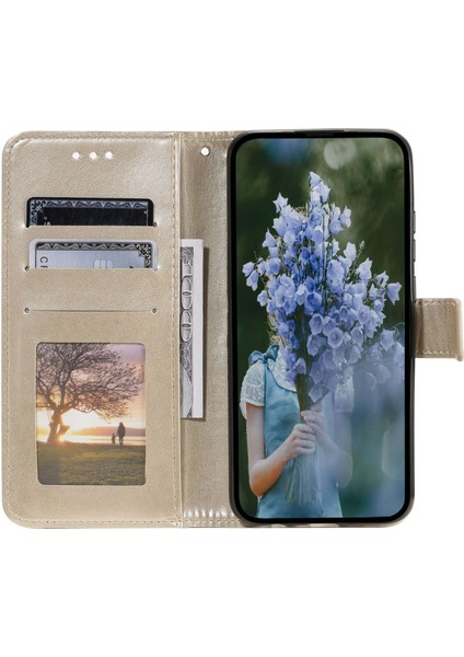 Xiaomi Redmi Için Not 12 5g (Hindistan)/not 12 5g (Çin)/poco X5 5g Manyetik Toka Cep Telefonu Kapağı Mandala Çiçeği Baskılı Pu Deri Flip Stand Cüzdan Case-Gold (Yurt Dışından)
