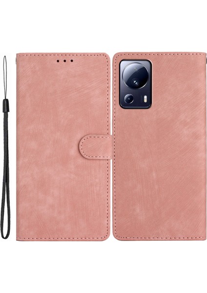 Xiaomi Için 13 Lite/civi 2 5g Düz Renkli Deri Cüzdan Kapağı Cilt Dokunma Stand Cep Telefonu Kılıf Kılıfı Altın (Yurt Dışından)