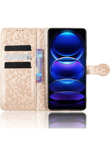 Xiaomi Redmi Için Note 12 5g (Global)/(Hindistan)/(Çin)/poco X5 5g Nokta Deseni Baskılı Pu Deri Deri Folio Telefon Kılıf Kılıfı Stand Strap-Rose Altın Damla Geçirmez Kapak (Yurt Dışından) modelleri