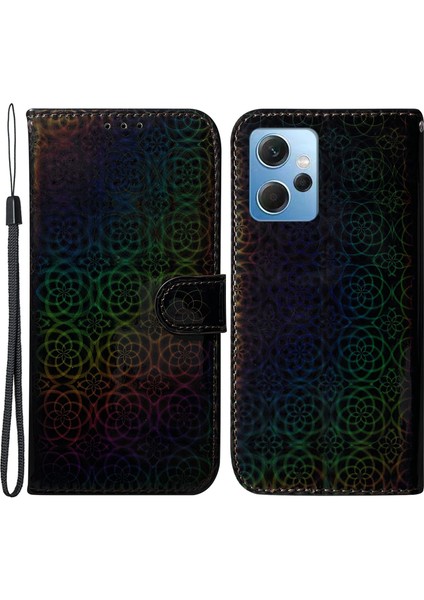 Xiaomi Redmi Için Pu Deri Flip Cüzdan Telefon Kılıfı Not 12 4g Göz Kamaştırıcı Çiçek Desen Stand Folio Kapak Black (Yurt Dışından)