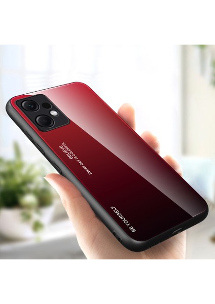 Xiaomi Için Redmi Note 12 4g Gradyan Renkli Telefon Geri Kılıf Temiz Cam+Pc+Tpu Şok Geçirmez Koruyucu Kapak-Kırmızı+Siyah (Yurt Dışından) indirimleri
