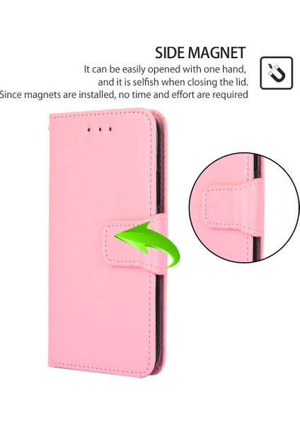 Xiaomi Için 13 Ultra Dokulu Pu Deri Deri Telefon Kılıfı Damla Geçirmez Cüzdan Stand Kapak Pembe (Yurt Dışından)