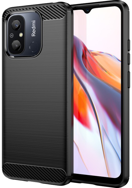 Xiaomi Için Redmi 12C 4g Esnek Tpu Telefon Geri Kapak Fırçalanmış Karbon Fiber Doku Damla Koruma Telefon Kılıfı Black (Yurt Dışından)
