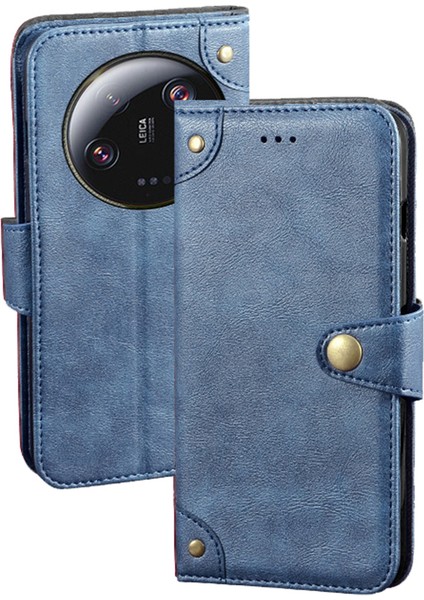 Xiaomi 13 Ultra Pu Deri Akıllı Telefon Kasası Cüzdan Stand Telefon Kapak Mavisi (Yurt Dışından)