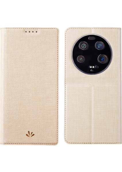 Xiaomi 13 Ultra Için Telefon Stand Kapağı, Pu Deri Anti-Çizelge Kartı Yuvaları Telefon Kılıfı-Khaki (Yurt Dışından)