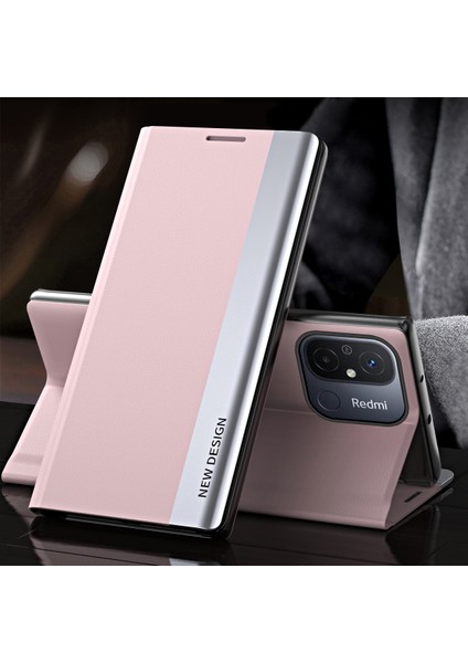 Xiaomi Redmi Için 12C 4g Pu Deri Deri Flip Stand Telefon Kapağı Elektraptaşlama Şok Geçirmez Vaka-Pembe (Yurt Dışından) indirimleri