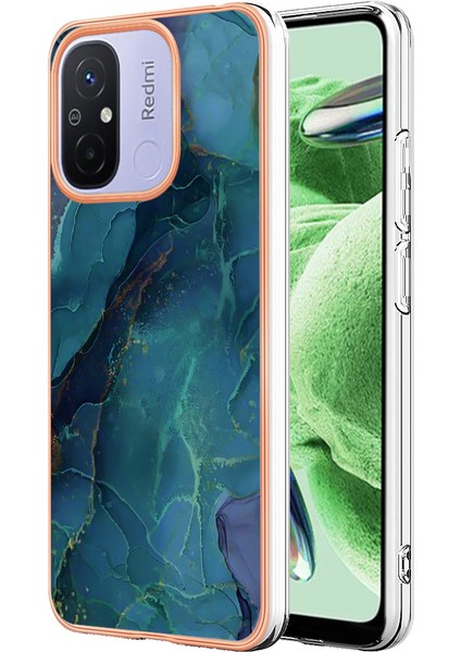 Xiaomi Redmi Için 12C 4G/11A 4g Telefon Kılıfı 2.0mm Elektrapan Imd Mermer Desen Tpu Kapak Yeşillüğü (Yurt Dışından)
