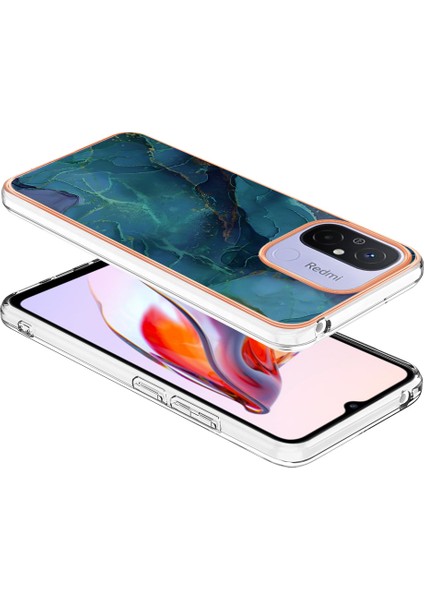 Xiaomi Redmi Için 12C 4G/11A 4g Telefon Kılıfı 2.0mm Elektrapan Imd Mermer Desen Tpu Kapak Yeşillüğü (Yurt Dışından) modelleri